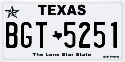TX license plate BGT5251