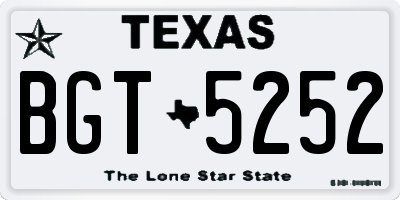 TX license plate BGT5252