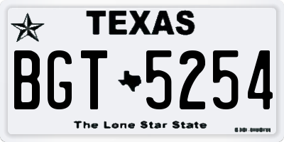 TX license plate BGT5254