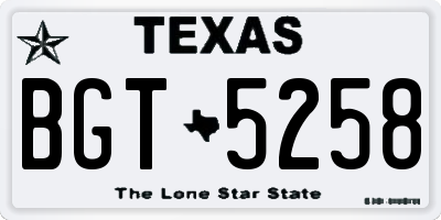 TX license plate BGT5258