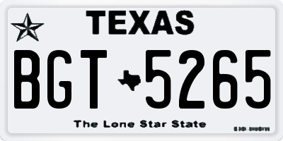 TX license plate BGT5265