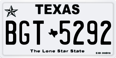 TX license plate BGT5292