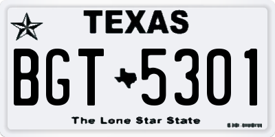 TX license plate BGT5301