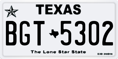 TX license plate BGT5302