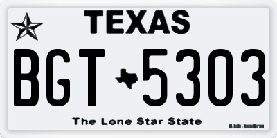 TX license plate BGT5303