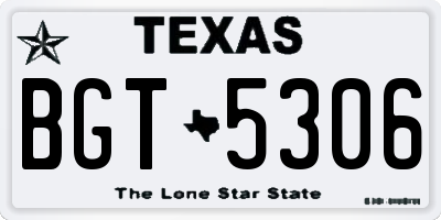 TX license plate BGT5306