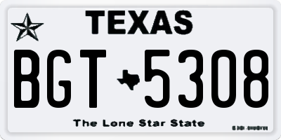 TX license plate BGT5308