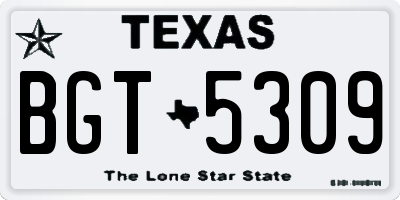 TX license plate BGT5309