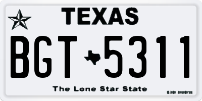 TX license plate BGT5311