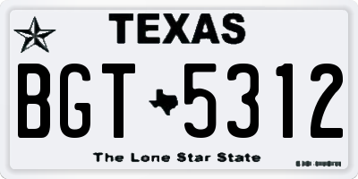 TX license plate BGT5312