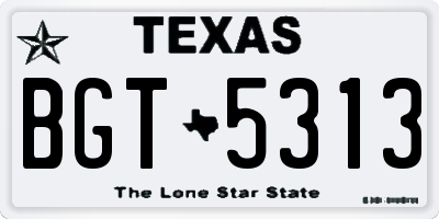 TX license plate BGT5313