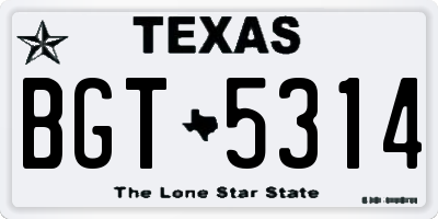 TX license plate BGT5314