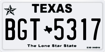 TX license plate BGT5317