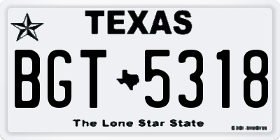 TX license plate BGT5318