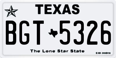 TX license plate BGT5326