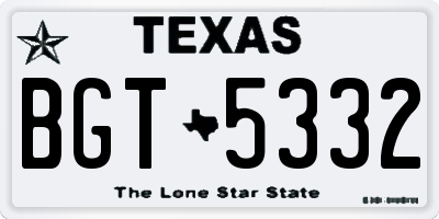 TX license plate BGT5332