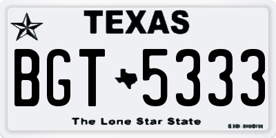 TX license plate BGT5333