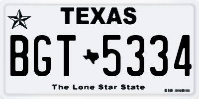 TX license plate BGT5334