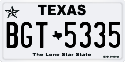 TX license plate BGT5335