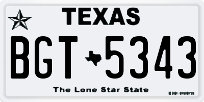 TX license plate BGT5343