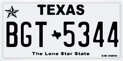 TX license plate BGT5344