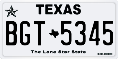 TX license plate BGT5345