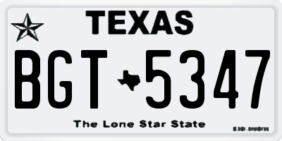 TX license plate BGT5347