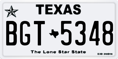 TX license plate BGT5348