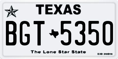 TX license plate BGT5350