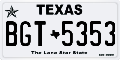 TX license plate BGT5353