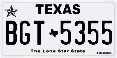 TX license plate BGT5355