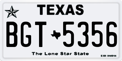 TX license plate BGT5356