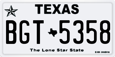 TX license plate BGT5358