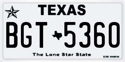TX license plate BGT5360