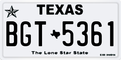 TX license plate BGT5361