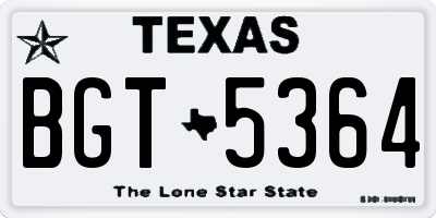 TX license plate BGT5364