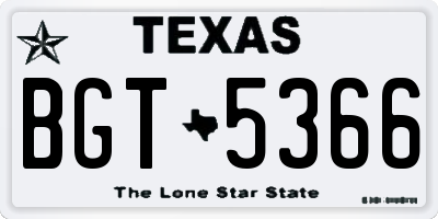 TX license plate BGT5366