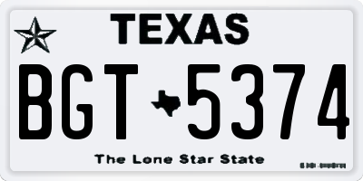 TX license plate BGT5374