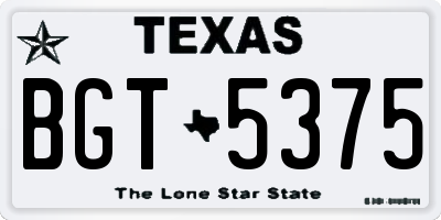 TX license plate BGT5375