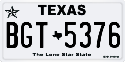 TX license plate BGT5376