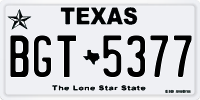 TX license plate BGT5377