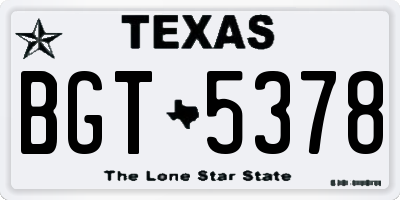 TX license plate BGT5378