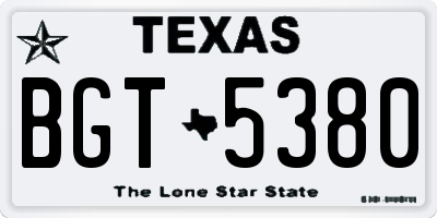 TX license plate BGT5380