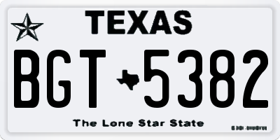 TX license plate BGT5382