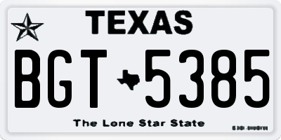 TX license plate BGT5385