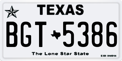 TX license plate BGT5386