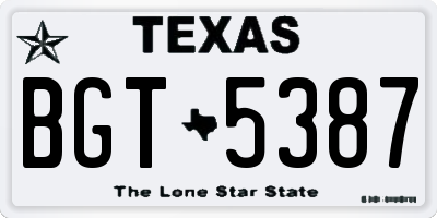 TX license plate BGT5387