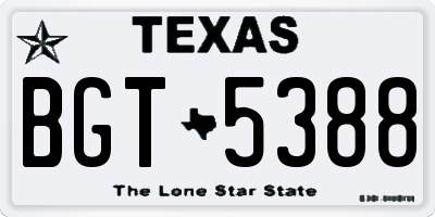 TX license plate BGT5388