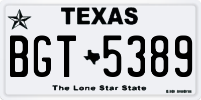 TX license plate BGT5389