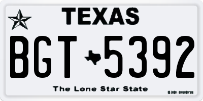 TX license plate BGT5392